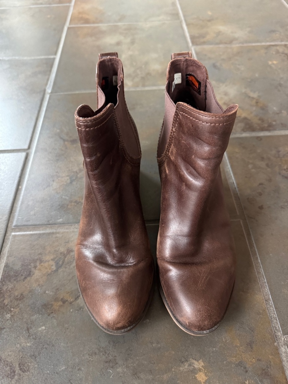 Timberland Chelsea Ankle Boots Brown Leather Pull-On Block Heel Women’s 7.5 - Picture 6 of 8